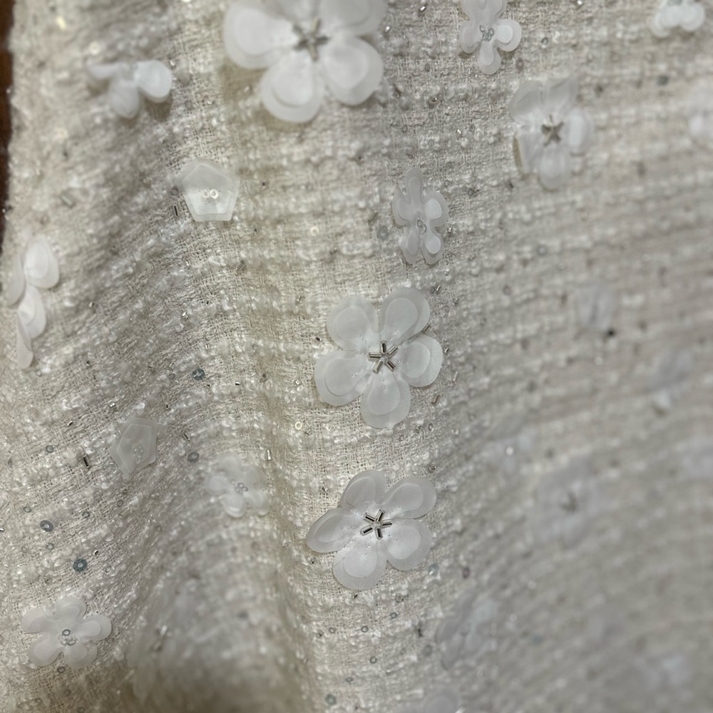 Anthropologie Cream Floral Embellished Mini Dress - Picture 5 of 8